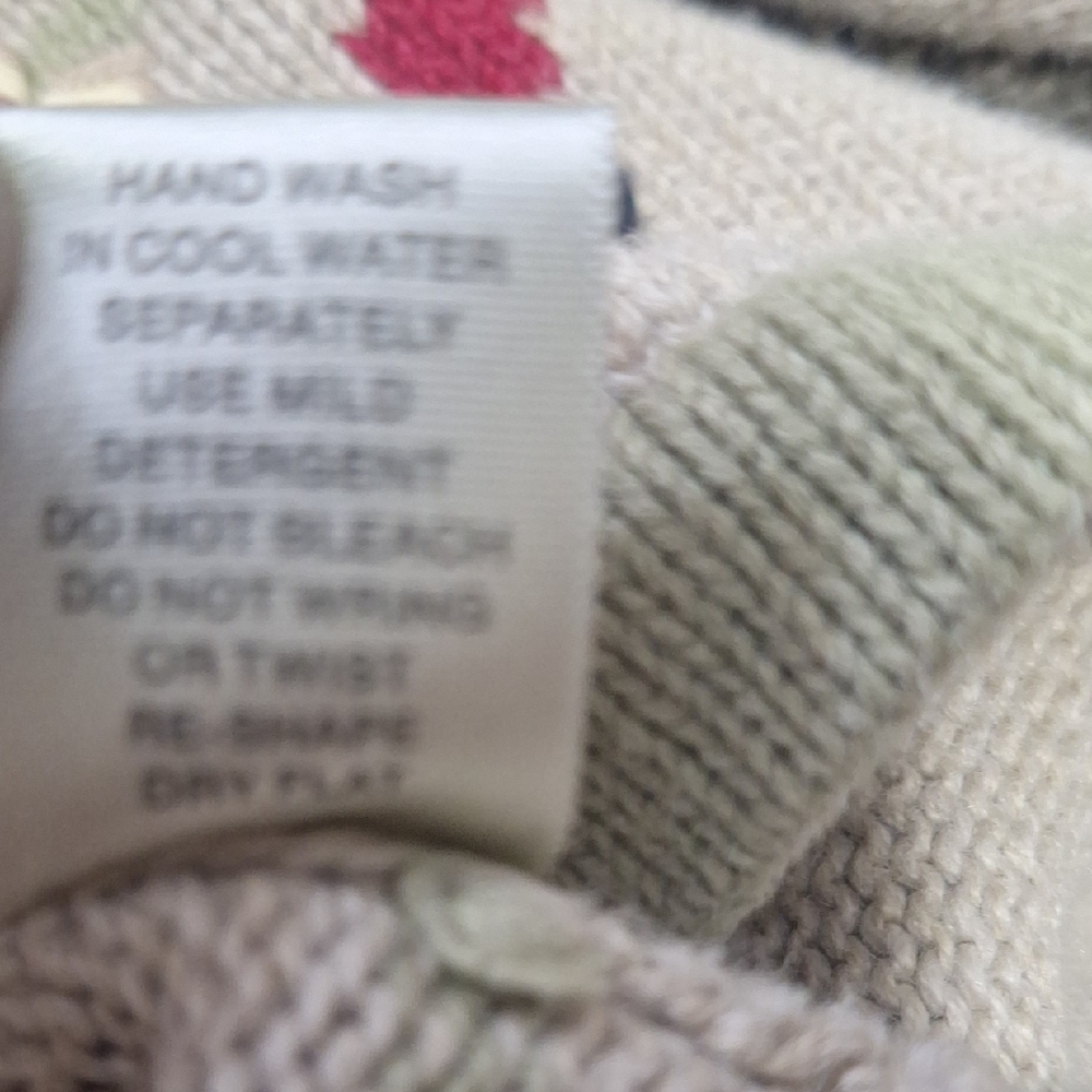 Christopher & Banks Embroidered Winter Bird Cardigan - Tan Sage Green Trim-L - Picture 5 of 6